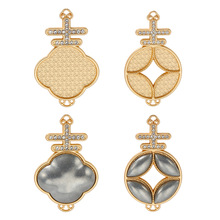 点钻宋锦吉字双面压襟吊坠配饰哑金带盖DIY贴布创意吉祥字体挂件