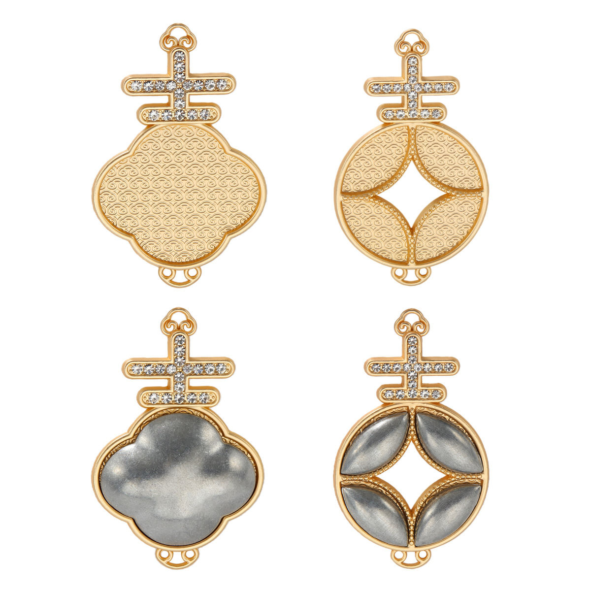 点钻宋锦吉字双面压襟吊坠配饰哑金带盖DIY贴布创意吉祥字体挂件