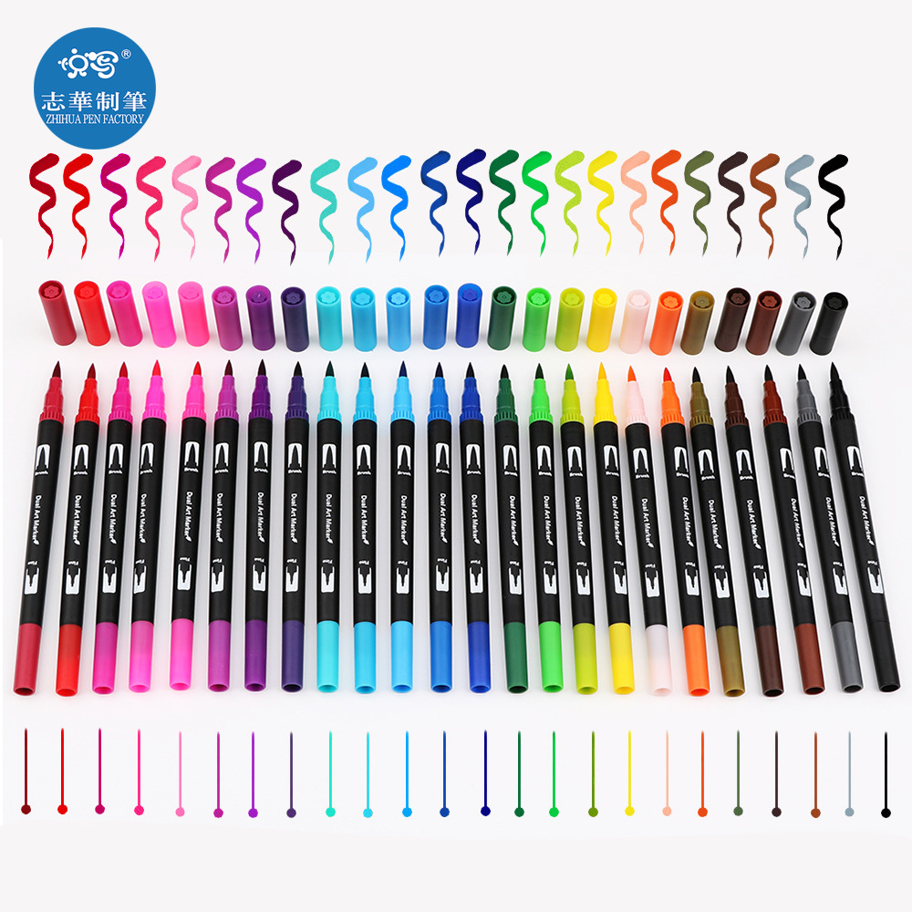 Pluma de acuarela de cabeza suave lavable 48-color pluma de color 36-color estudiante niños jardín de infantes pluma de dibujo arte pincel de dibujo