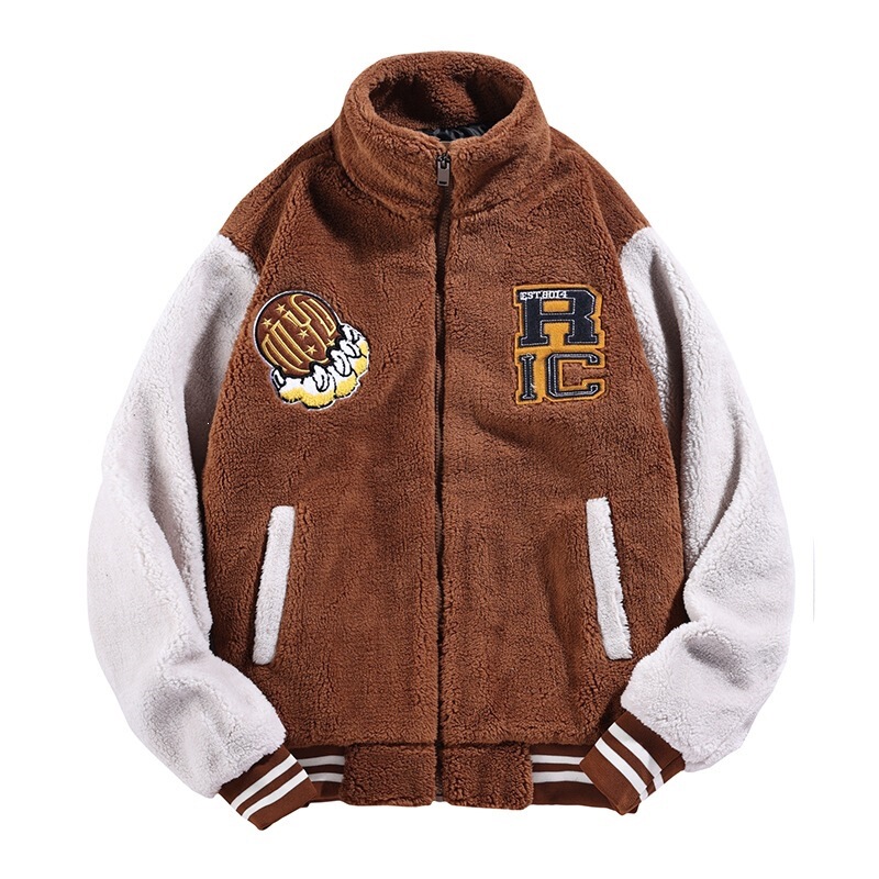 2026 cross-border exclusive autumn and winter thickened jacket for men, stand-up collar, color-blocked teddy fleece, trendy and warm top 2026 cross-border exclusive autumn and winter thickened jacket for men, stand-up collar, color-blocked teddy fleece, trendy and warm top