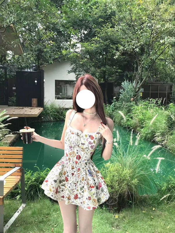 【法香告白】甜欲设计感法式吊带连衣裙女夏季碎花裙子甜美A字裙|undefined