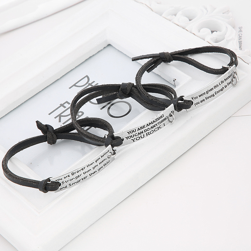 11g Weight Bracelets Classification Pu Leather Chain Material 1 Piece Quantity Daily Occasion Pu Leather, Alloy Material Letter Pattern All Seasons Season Men's Gender Plating Design Simple Style Style Simple Style Letter Pu Leather Alloy Plating Men's Bracelets Men Cord & Leather Bracelets 4