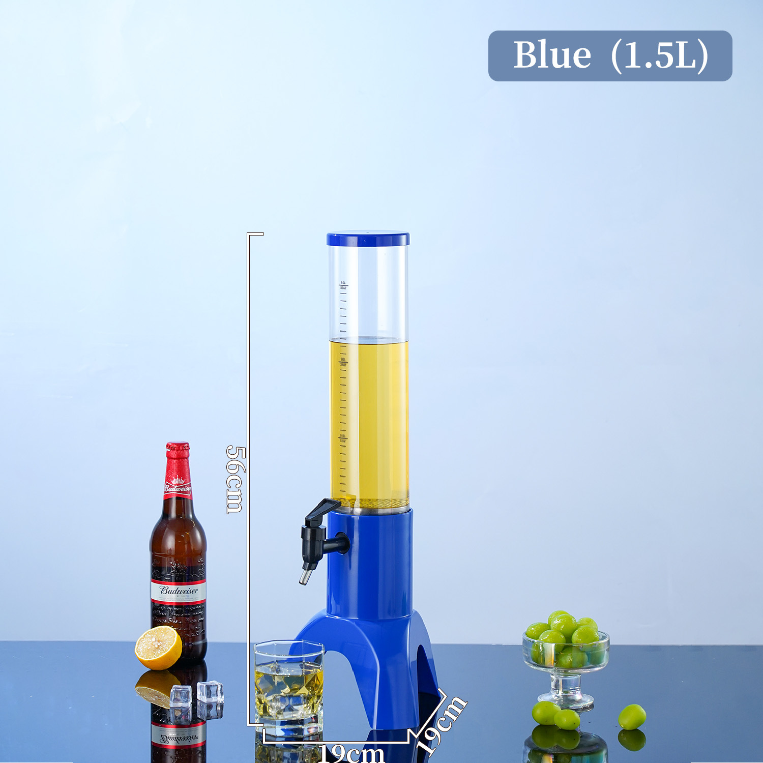 1.5L - 파란색 (아이스 큐브 및 조명 포함)