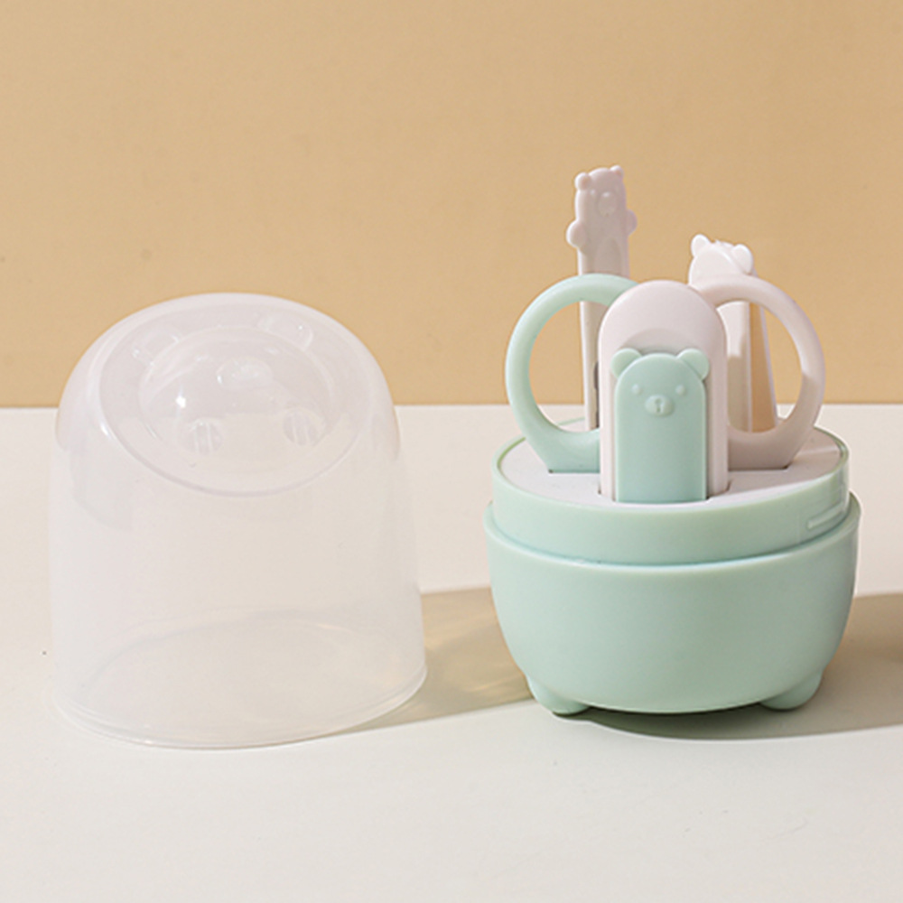 Set de Cortaúñas para Bebé de 4 Piezas de Plástico y Acero Inoxidable, para Cuidado de Bebés