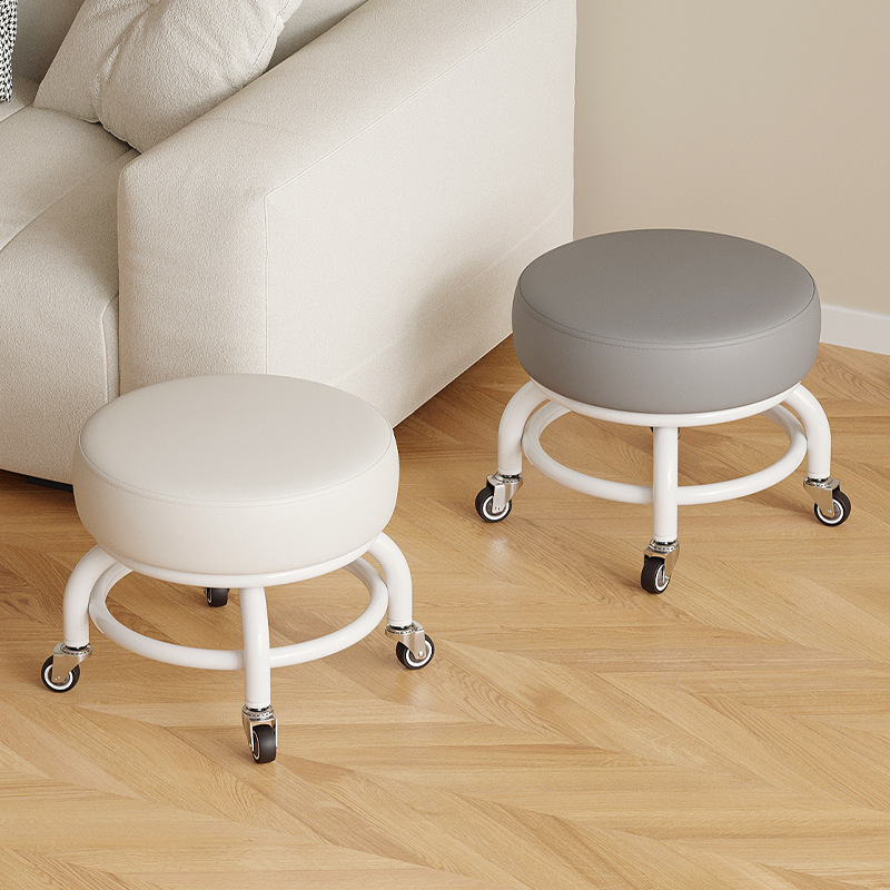 Rueda universal taburete pequeño polea doméstica taburete redondo para cambiar zapatos limpiador taburete bajo con artefactos mágicos para niños pequeños taburetes silenciosos