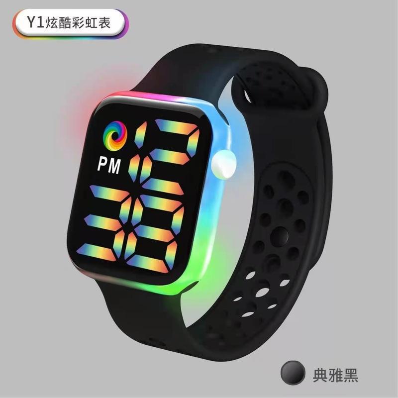 2021 nuevo reloj electrónico LED Y1 banda de arco iris fresco impermeable digital deportes moda pareja adulto reloj LED
