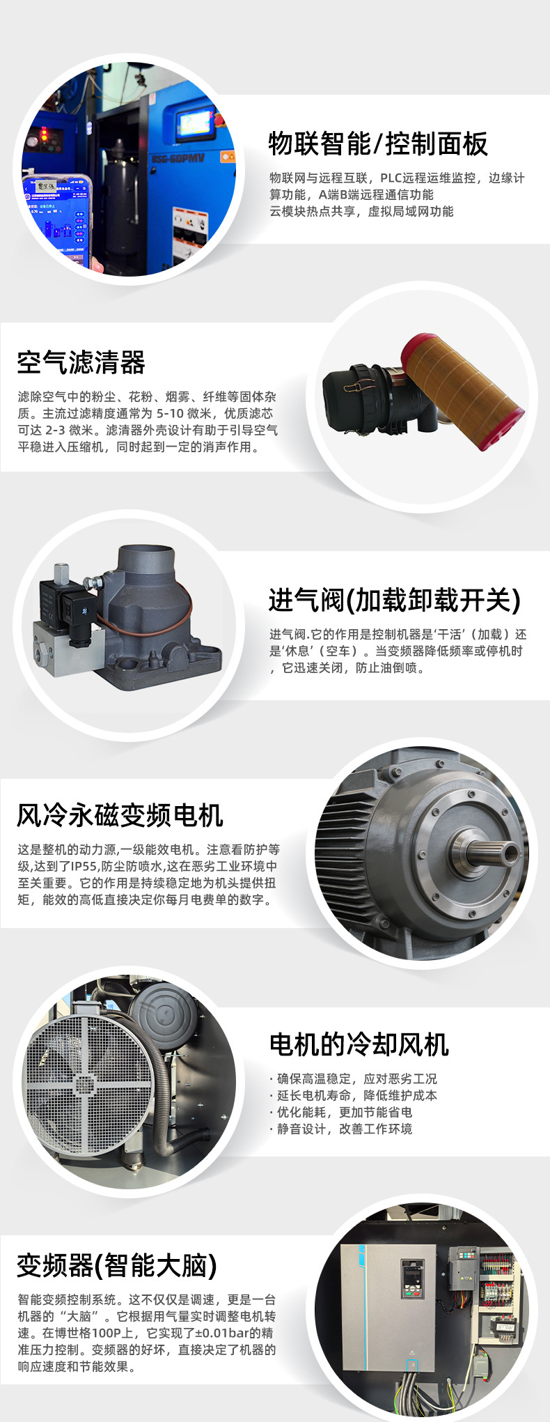 Bosch Screw-Type Air Compressor Set, Silent and Energy-Saving Screw-Type Variable Frequency Air Compressor, Industrial-Grade Air Compressor