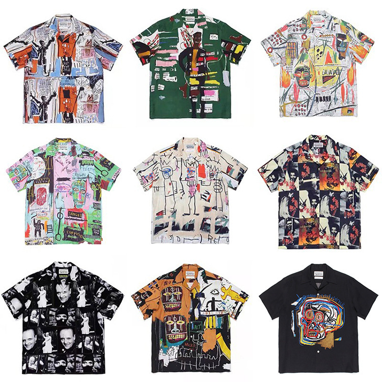 GUILTYPARTIES TIGER joint name Japanese Basquiat graffiti Hawaiian short sleeve floral shirt men and women