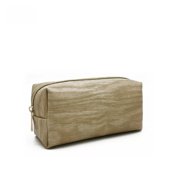 New in Stock Portable Wood Grain Cosmetic Bag PU Waterproof Wash Bag Large Capacity Portable Travel Storage Bag