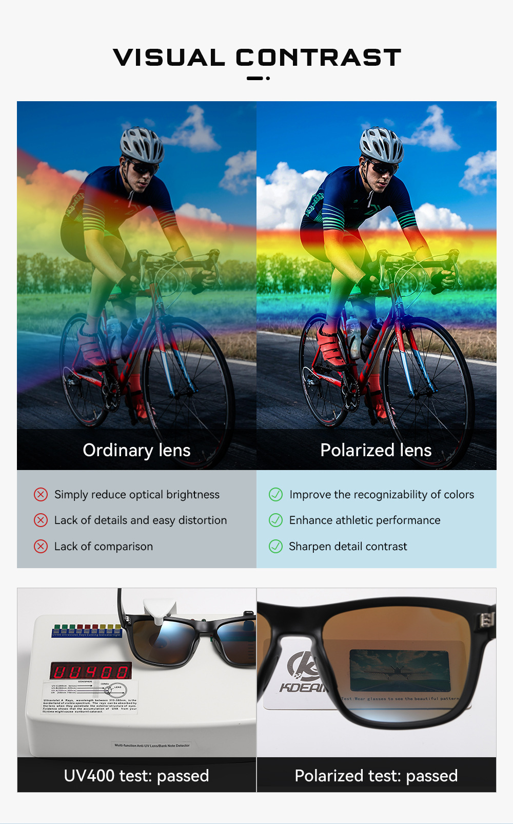 KDEAM Yeni Model Büyük Beden Polarize Güneş Gözlüğü Erkek Kadın Outdoor Spor Güneşlik Araba Sürüş Gözlüğü KD109-PLUS