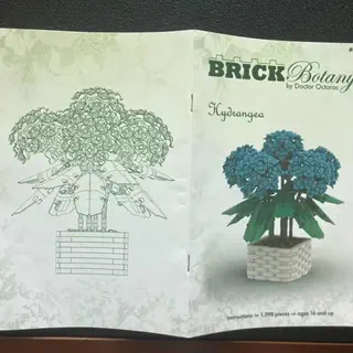 1598PCS小粒積み木MOC-107703アジサイ永遠の花組み立て玩具クリエイティブプレゼント|undefined
