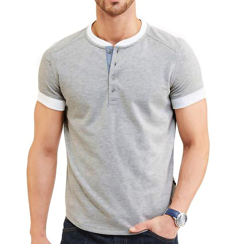 Sommer Neue Europäische und Amerikanische männer Casual Vielseitig Kurzarm T-shirt Rundhals Einreiher Top_voghion.com