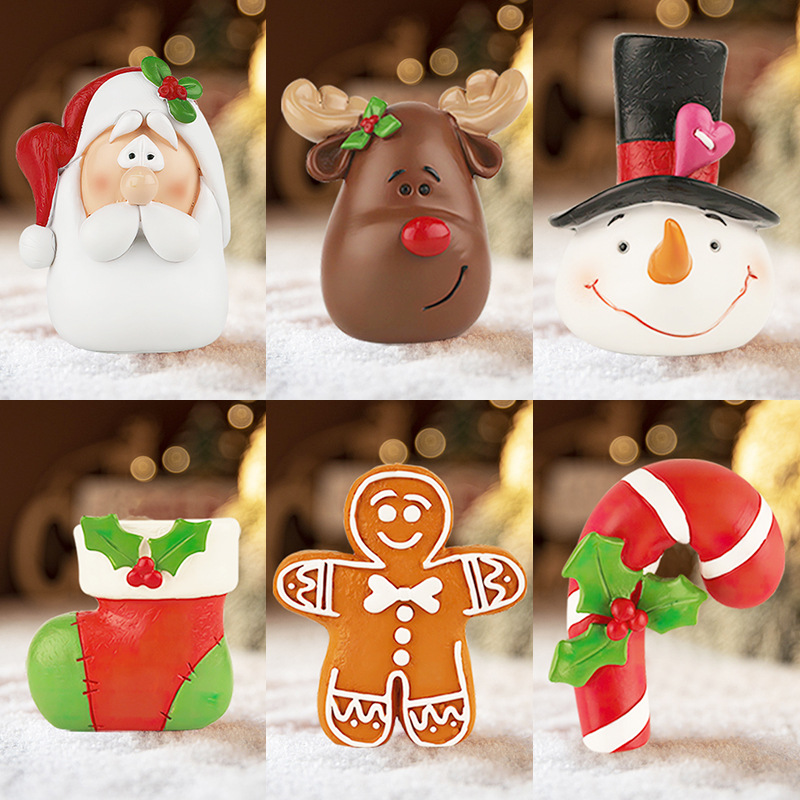  new Christmas resin elderly snowman elk Pancake Man Christmas pendant hanging small ornaments decorations