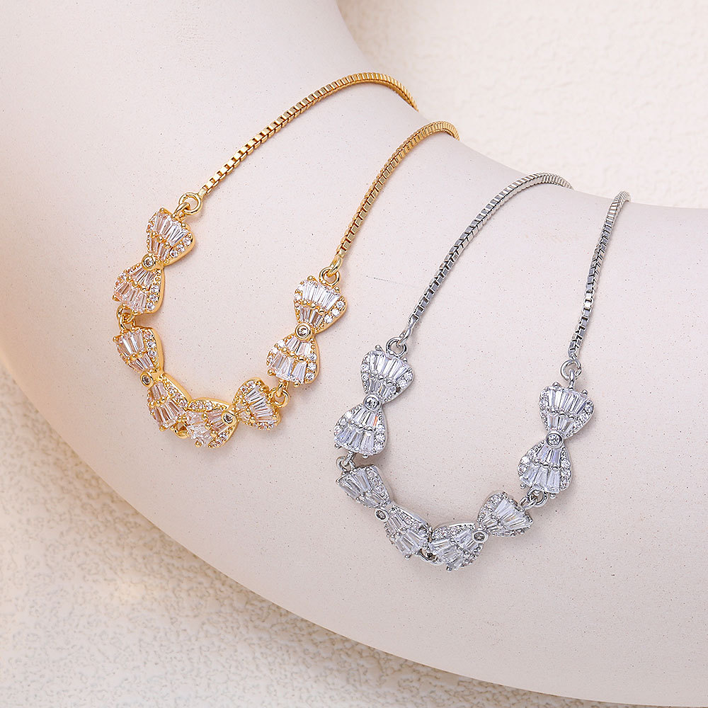 Zircon Bow Patchwork Bracelet Light Luxury High End Feel Exquisite Simple Versatile Jewelry For Commuting_voghion.com