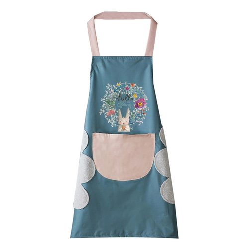 Waterproof Coral Velvet Hand Towel Apron Garland Rabbit Kitchen Apron Halterneck Waist Korean Style Cartoon Apron