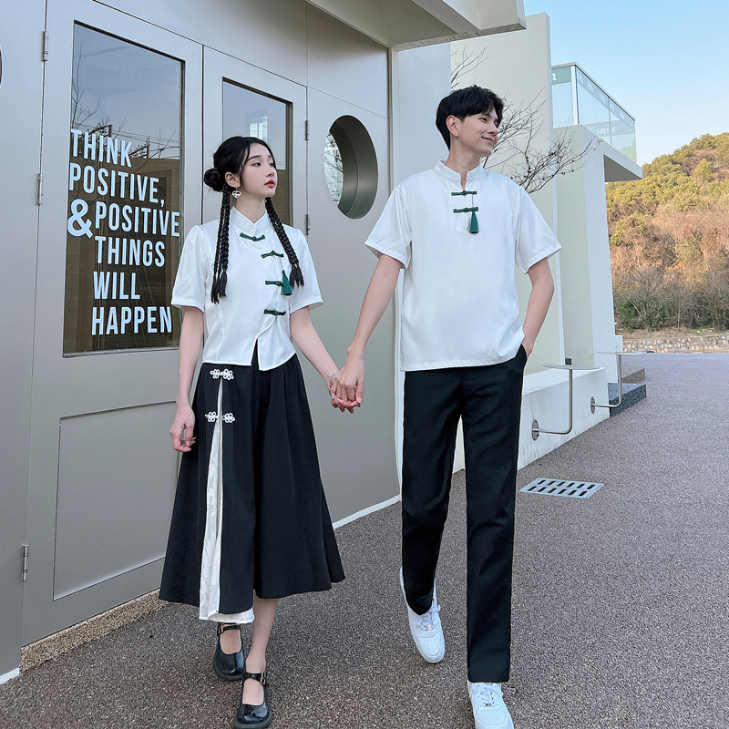 毕业班服高中生民国风汉服改良套装学生舞台装诗歌朗诵活动舞蹈服