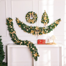 跨境装饰圣诞挂件橱窗场景布置圣诞藤条花环门挂家用圣诞节装饰品