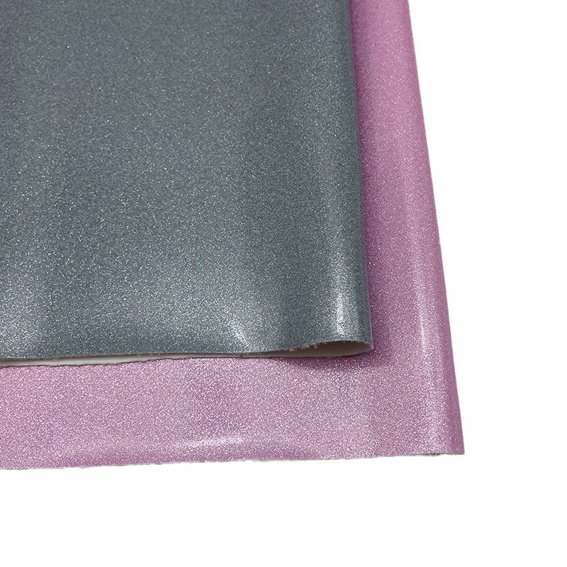 1.0mm polvo de cebolla verde polvo de oro brillante cristal grit pu zapatos de cuero equipaje perlado Gelit tela de cuero sintético