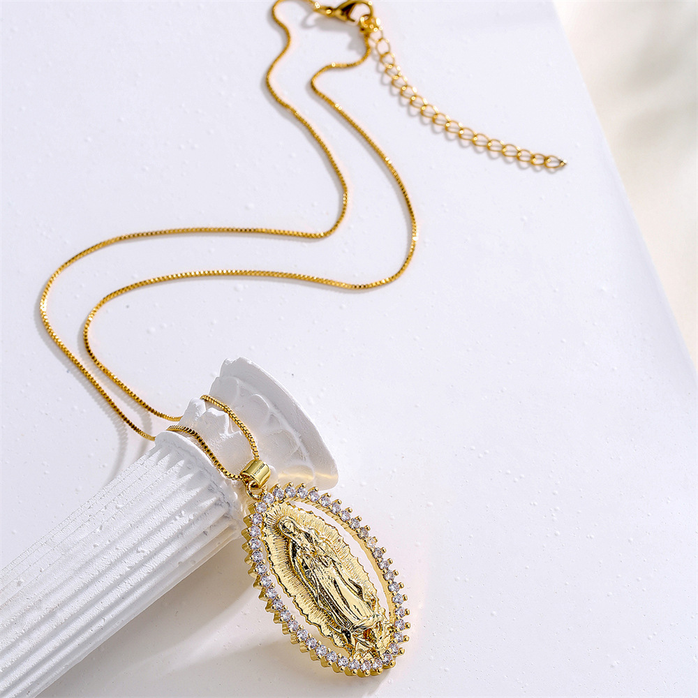 religious jewelry new copper plated 18K gold zircon pendant necklace