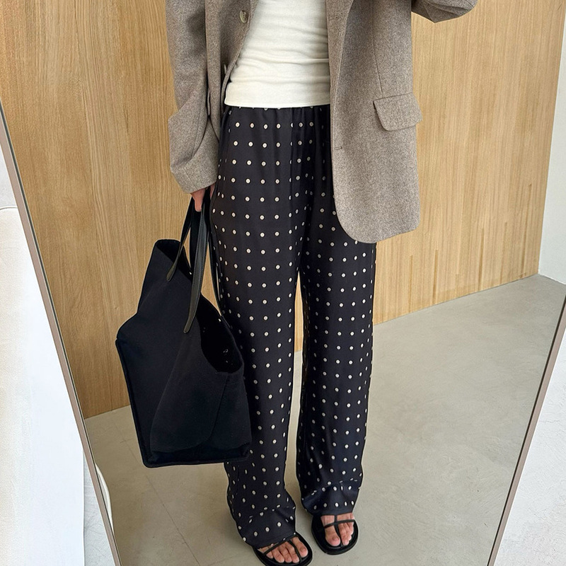 2026 Spring and Summer New Style Loose and Comfortable Polka Dot Long Straight Pants with a Stylish Design, Fashionable, Casual, and Suitable for Cross-Border Commuting