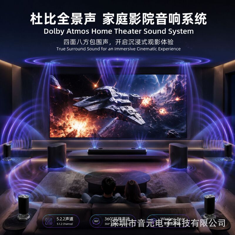 Dolby Atmos5.2.2 True Wireless Home Theater Soundbar Dolby Audio Soundbar