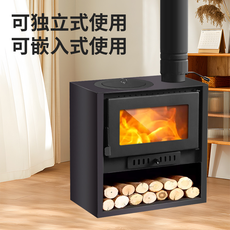 horno de calefacción interior horno de gasificación de doble propósito carbón horno de calefacción doméstica rural horno de fuego real de madera chimenea