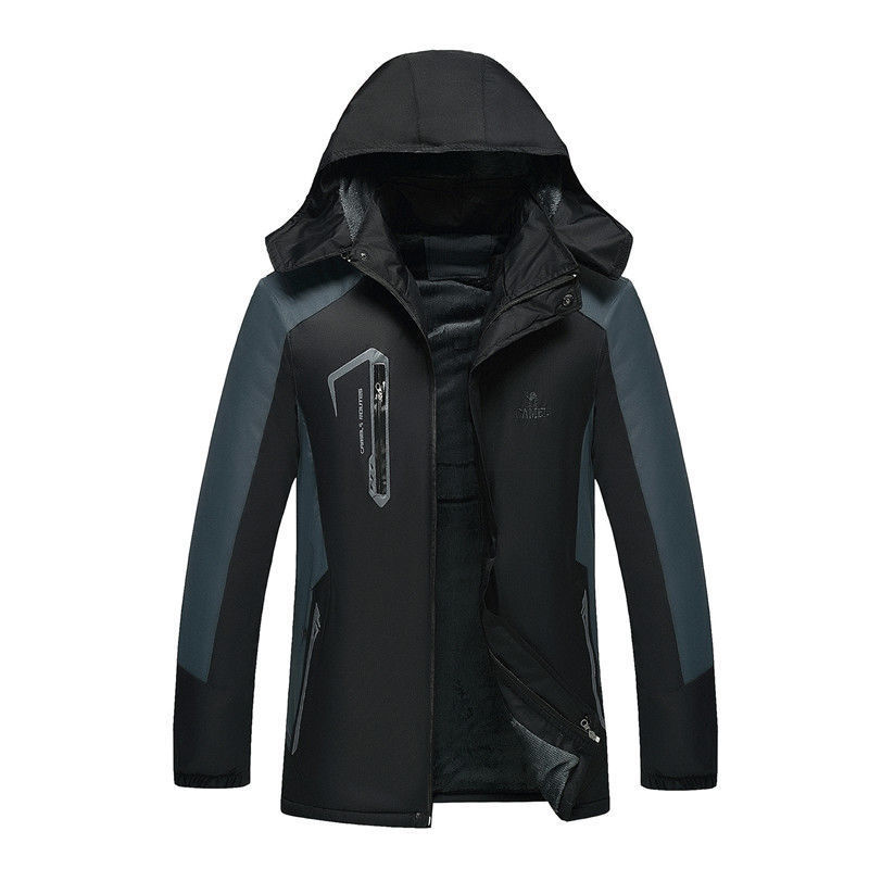 Ropa de asalto al aire libre para hombres con terciopelo grueso invierno abrigo de algodón impermeable a prueba de viento ventilable chaqueta de algodón de montaña de gran tamaño