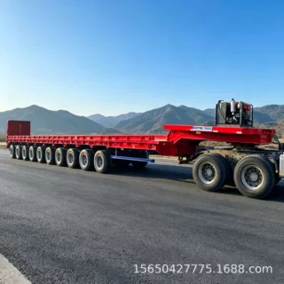 出售工程机械大件运输 可抽拉 狼狈半挂车 低地板半挂车
