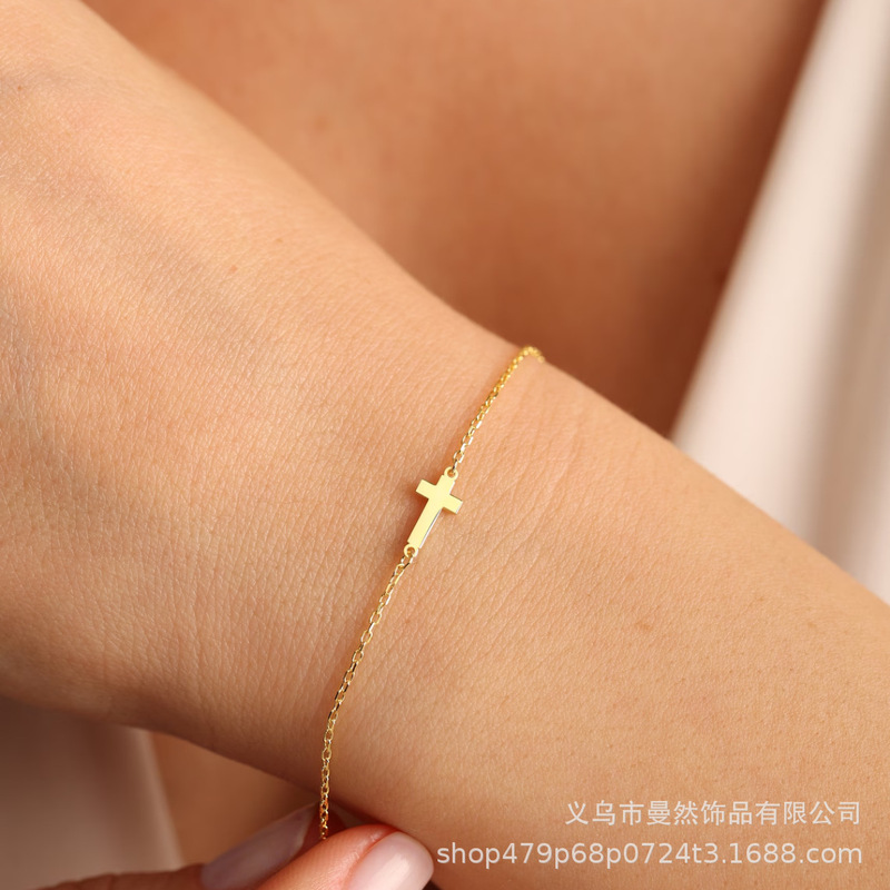 European and American Cross-Border Simple Cross Bracelet for Women Titanium Steel DIY Couple Bestie Cross Chain Stainless Steel Hand Jewelry Wholesale European and American Cross-Border Simple Cross Bracelet for Women Titanium Steel DIY Couple Bestie Cross Chain Stainless Steel Hand Jewelry Wholesale