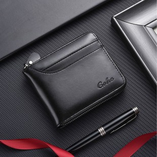 2025 Men's Wallet Short Retro Fashion Zipper Bag Multi-Card Slot Wallet Large Capacity Popular Card Holder Portable