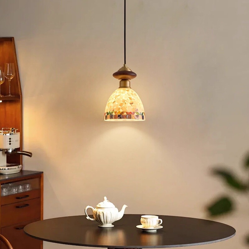 Medieval-Style Bedroom Chandelier, French Retro Walnut Wood, High-End Dining Room Bar Counter, Entryway Handmade Shell Small Chandelier Medieval-Style Bedroom Chandelier, French Retro Walnut Wood, High-End Dining Room Bar Counter, Entryway Handmade Shell Small Chandelier