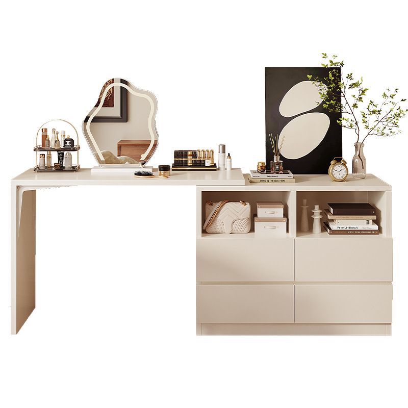 Tocador, dormitorio, mesita de noche, mesita de noche, mesa de computadora integrada, estilo crema, gabinete de almacenamiento multifuncional, mesa de maquillaje