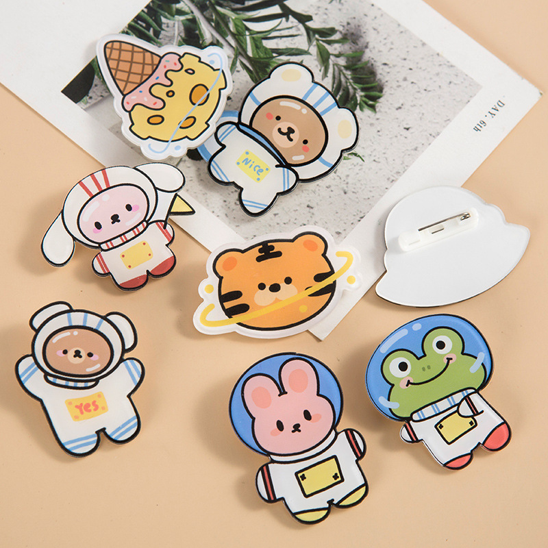 新型日韓かわいいアニメピンのアクリルブローチ卸売り宇宙飛行士宇宙飛行士バッジのアクセサリー|undefined