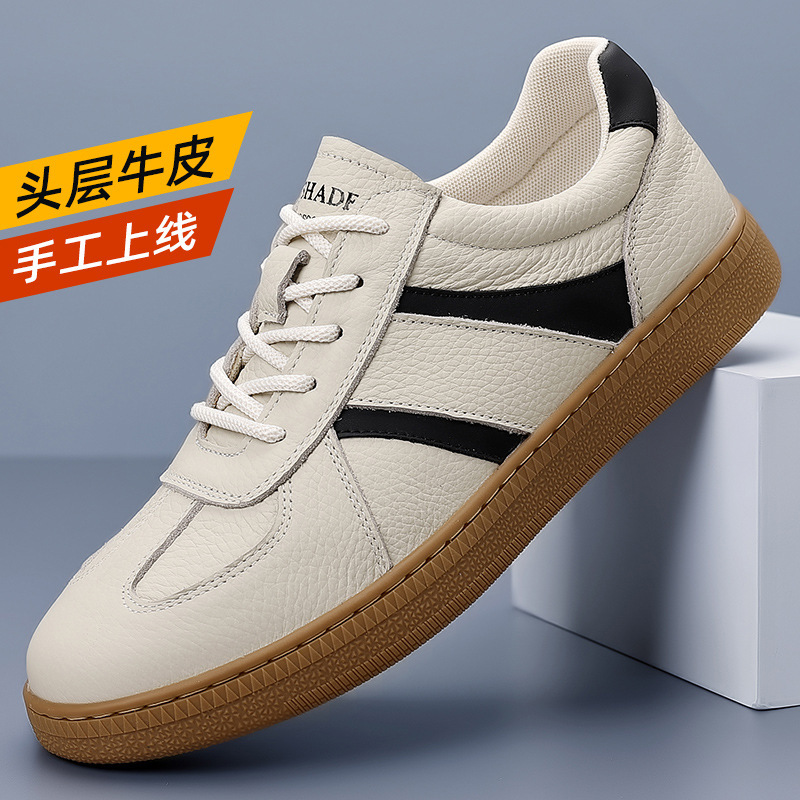Top Layer Cowhide Hollow Breathable Casual Summer Men's Board Shoes Trendy White Shoes Wear-resistant Soft-soled Leather Hole Shoes Top Layer Cowhide Hollow Breathable Casual Summer Men's Board Shoes Trendy White Shoes Wear-resistant Soft-soled Leather Hole Shoes