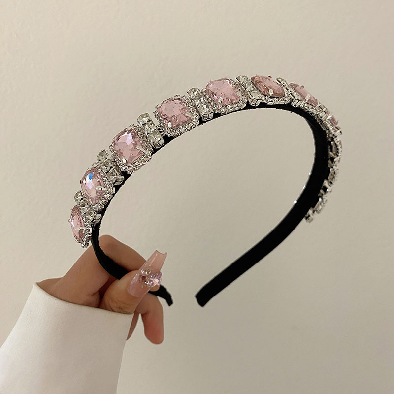 Nicho de alto grado completo diamante diadema temperamento Super brillante borde Delgado diadema moda reina barroca horquilla lavado de cara tocado