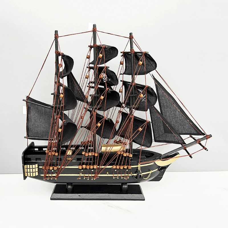 Черные бусины, Пираты Карибского моря, деревянная модель корабля из натурального дерева, ретро столярное