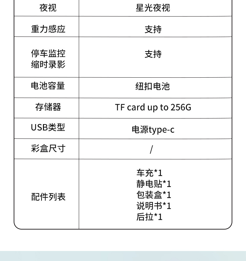 Y HD 4K Dash Cam with front and rear dual recording, mobile app connectivity, 3inch IPS screen, loop recording, car equipment