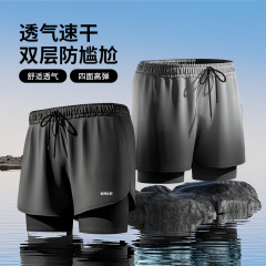 Honxing Erke 水泳パンツ恥ずかしくないボクサーパンツゆったり温泉水着メンズ 5 点二層水泳パンツ
