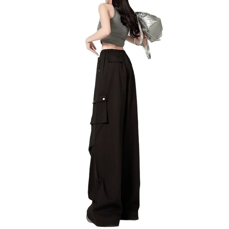 American Style Design Sense Wide-leg Pants Women's 2025 New High Waist Wide-leg Pants Loose Casual Pants Drawstring Long Pants