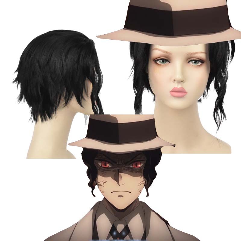Short Hair Demon Slayer: Kimetsu No Yaiba Rengoku Kyoujurou Cosplay Wig Black Anime High-Temperature Fiber Trendy Anime Merchandise