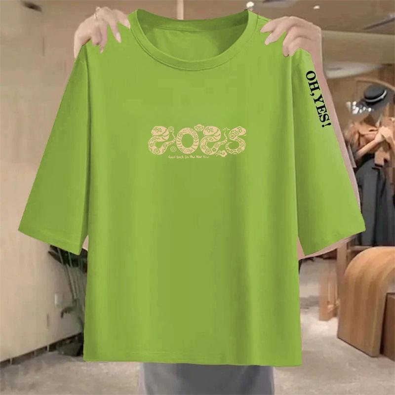 2026 Happy New Year and Spring Festival Group Gathering Red Short-Sleeve T-Shirt for Women, Year of the Snake Zodiac Year Clothing