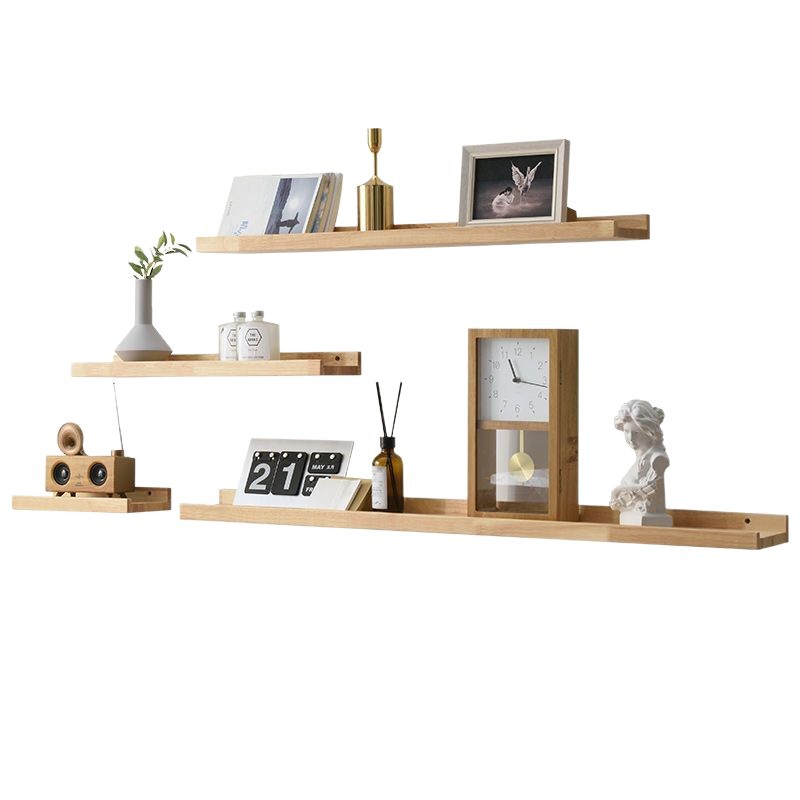 Estilo nórdico Partición de una palabra de madera maciza Estante de almacenamiento de uñas Estante de pared de sala de estar sin perforación Decoración de estantería