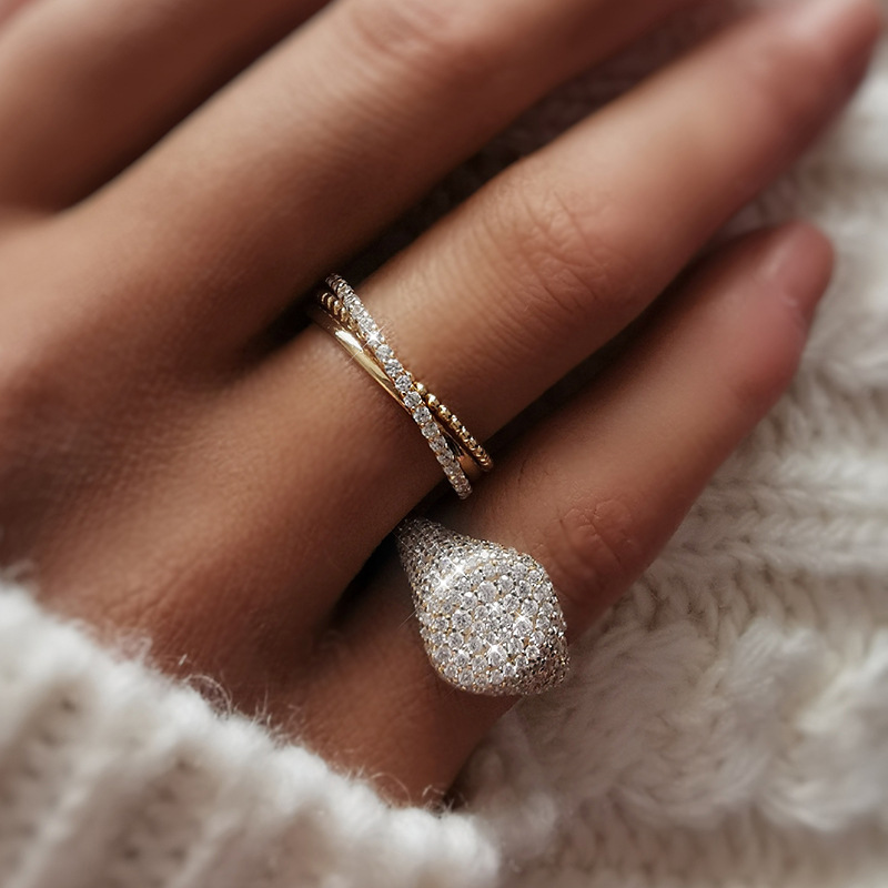 10g Weight Zircon Inlay Material Rings Classification 1 Piece Quantity Holiday, Tea Party Occasion 925 Sterling Silver Material Solid Color Pattern Women'S Gender Plating, Inlay Design Glam Style 925 Sterling Silver Zircon Solid Color Rings 6