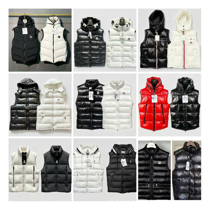Cross-border classic American-style Moncler unisex vest with hood, thickened for warmth, suitable for couples, and can be worn as a vest or outerwear