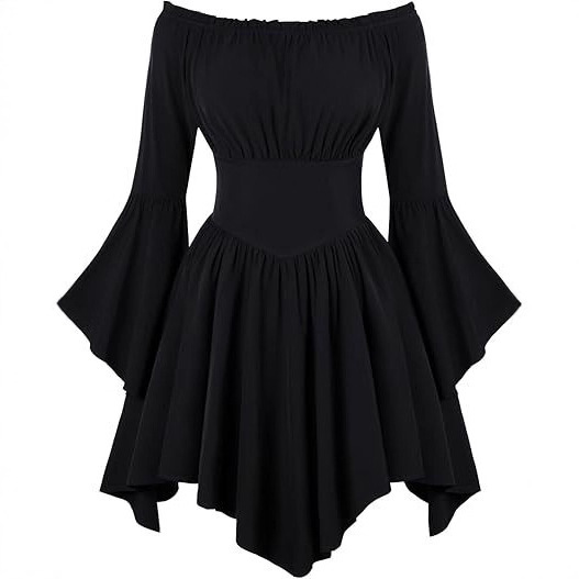 Women's Renaissance Costume Dress Off-Shoulder Flared Sleeve Handkerchief Dress Women's Renaissance Costume Dress Off-Shoulder Flared Sleeve Handkerchief Dress