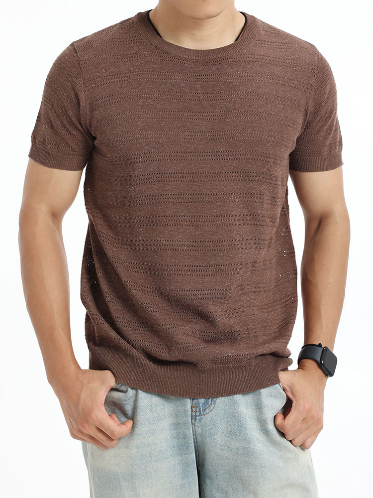 Hombres viejos camisetas de seda de hielo de lujo ligero de manga corta de lujo de alto nivel de cuello redondo de secado rápido chaqueta delgada ropa de hombre