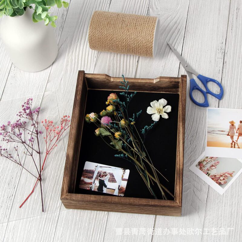 Wooden Rustic Shadow Box Wall-mounted Collection Card Wooden Box Display Box Transparent Acrylic Dried Flower Wooden Box