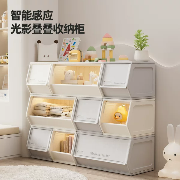 Children's combination storage cabinet, storage cabinet for bedroom and living room, toy storage, snack storage box, baby wardrobe, stackable cabinet