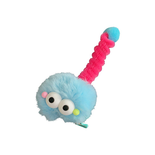 Adorable children's plush monster hair clip, fluffy antenna ugly doll duckbill clip, funny pom-pom clip