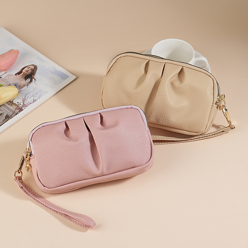 Nuevo mini bolso de mano de cuero PU para mujeres bolso de cuello de madre de doble capa de gran capacidad temperamento bolso de mujer bolso de teléfono móvil